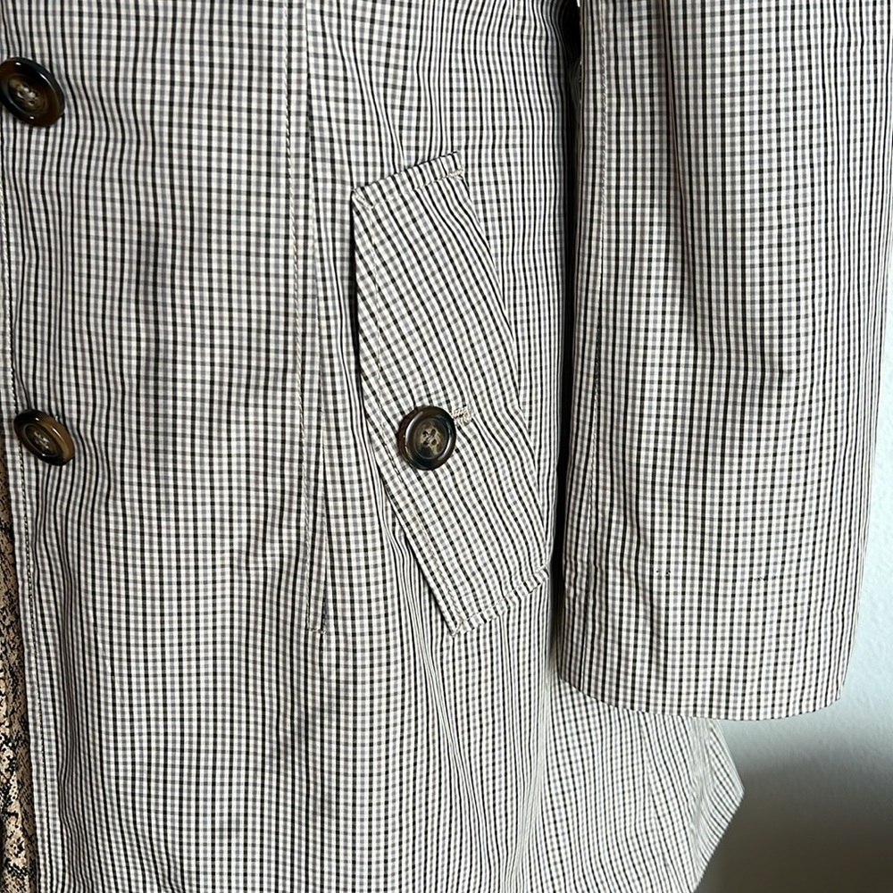 Banana Republic Checkered Neutral Plaid Tan Trench Coat - Picture 4 of 14